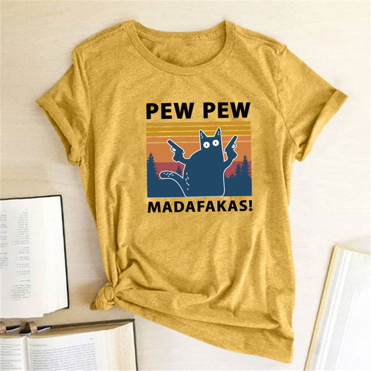 Short Sleeve Pew Maddakas Print T-Shirt | GlamzLife