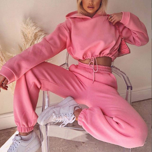 Solid Color Stylish Hooded Co-Ord Set | GlamzLife