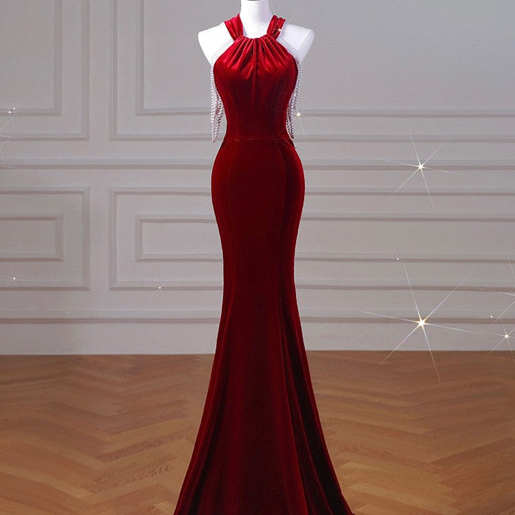 Solid Color Velvet Fish Tail Cocktail Dress | | GlamzLife
