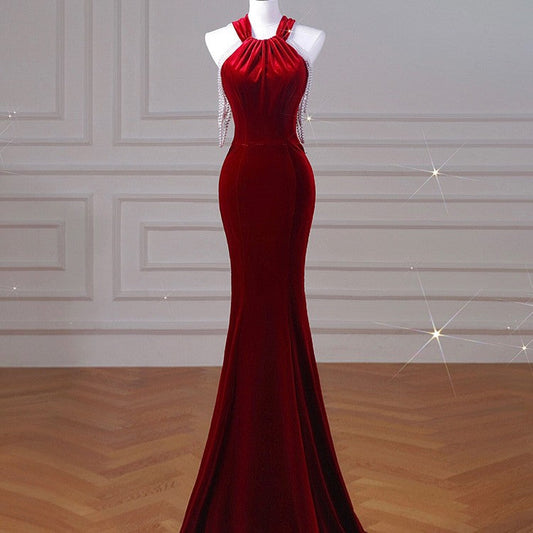 Solid Color Velvet Fish Tail Cocktail Dress | | GlamzLife