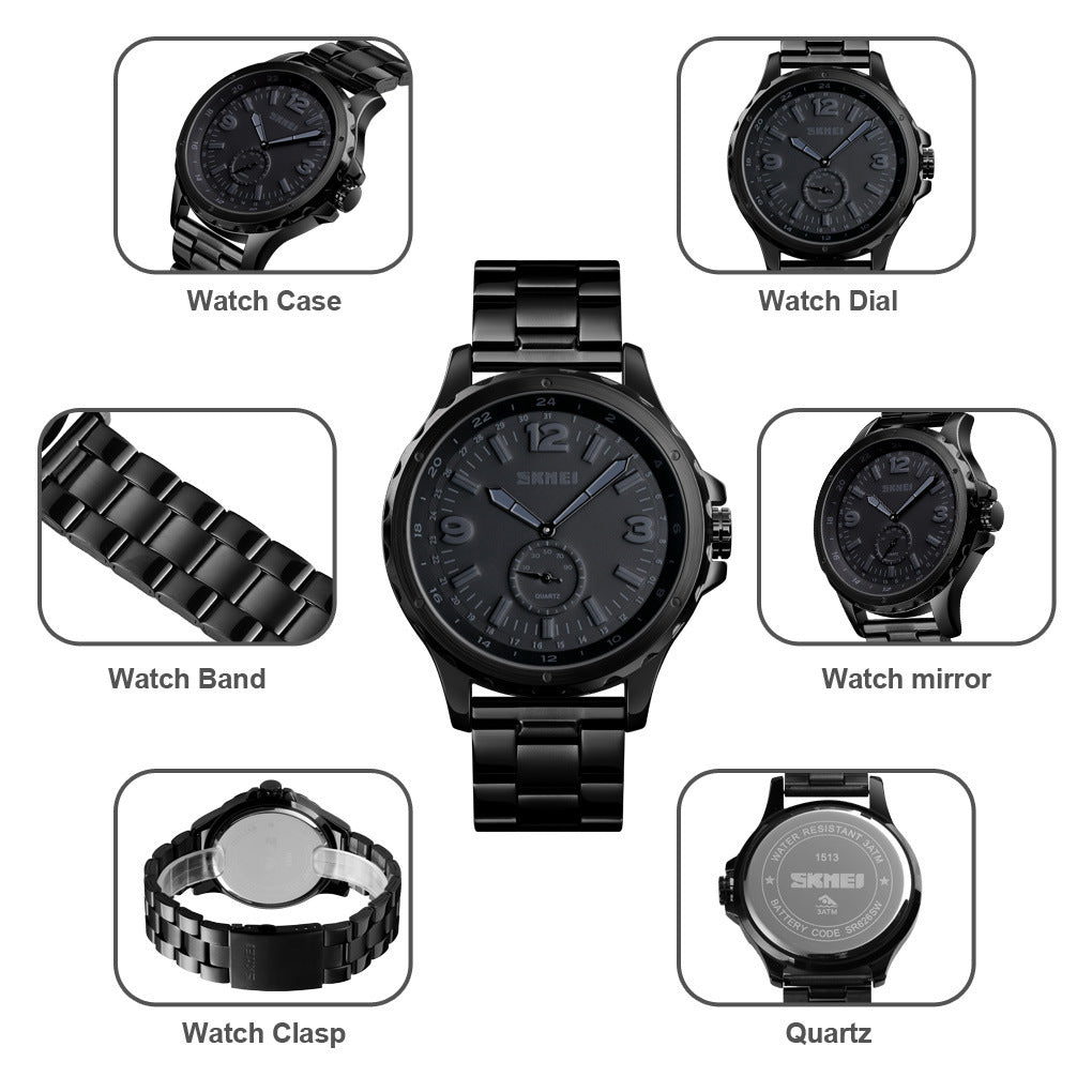Steel Belt Quartz Men's Waterproof Watch | GlamzLife