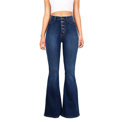 Trendy Washed Wide Leg Denim Jeans | Navy blue | GlamzLife