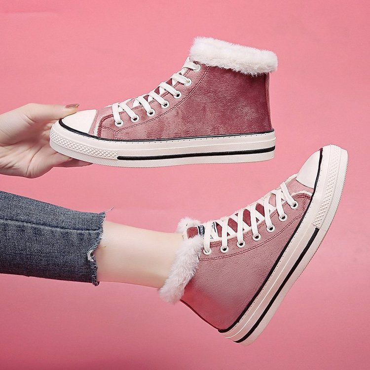 Velvet Thick Leopard Print Women's Sneakers | GlamzLife