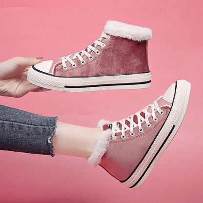 Velvet Thick Leopard Print Women's Sneakers | GlamzLife