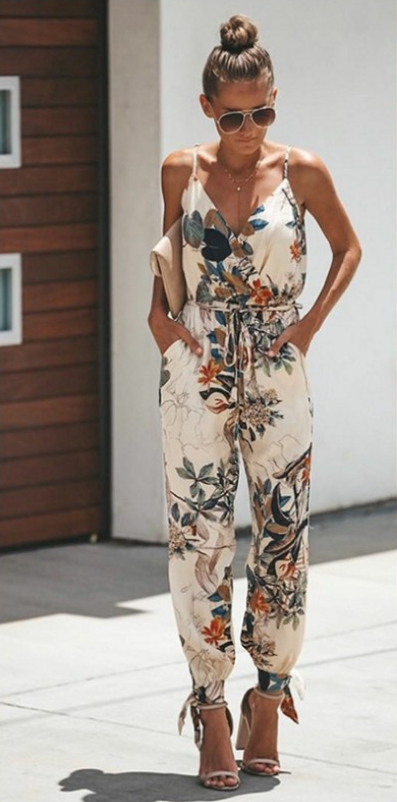 Women's Flowers Print Spaghetti Strap Romper | GlamzLife