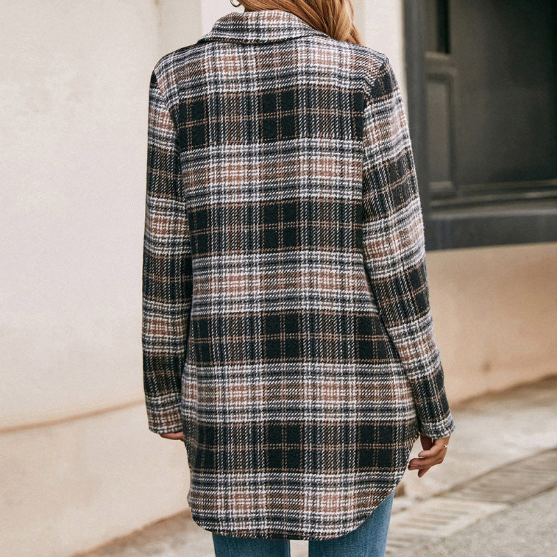 Women's Loose Casual Plush Plaid Shirt | GlamzLife