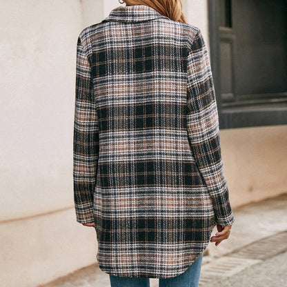 Women's Loose Casual Plush Plaid Shirt | GlamzLife