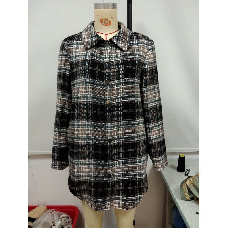 Women's Loose Casual Plush Plaid Shirt | GlamzLife