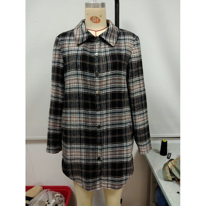 Women's Loose Casual Plush Plaid Shirt | GlamzLife