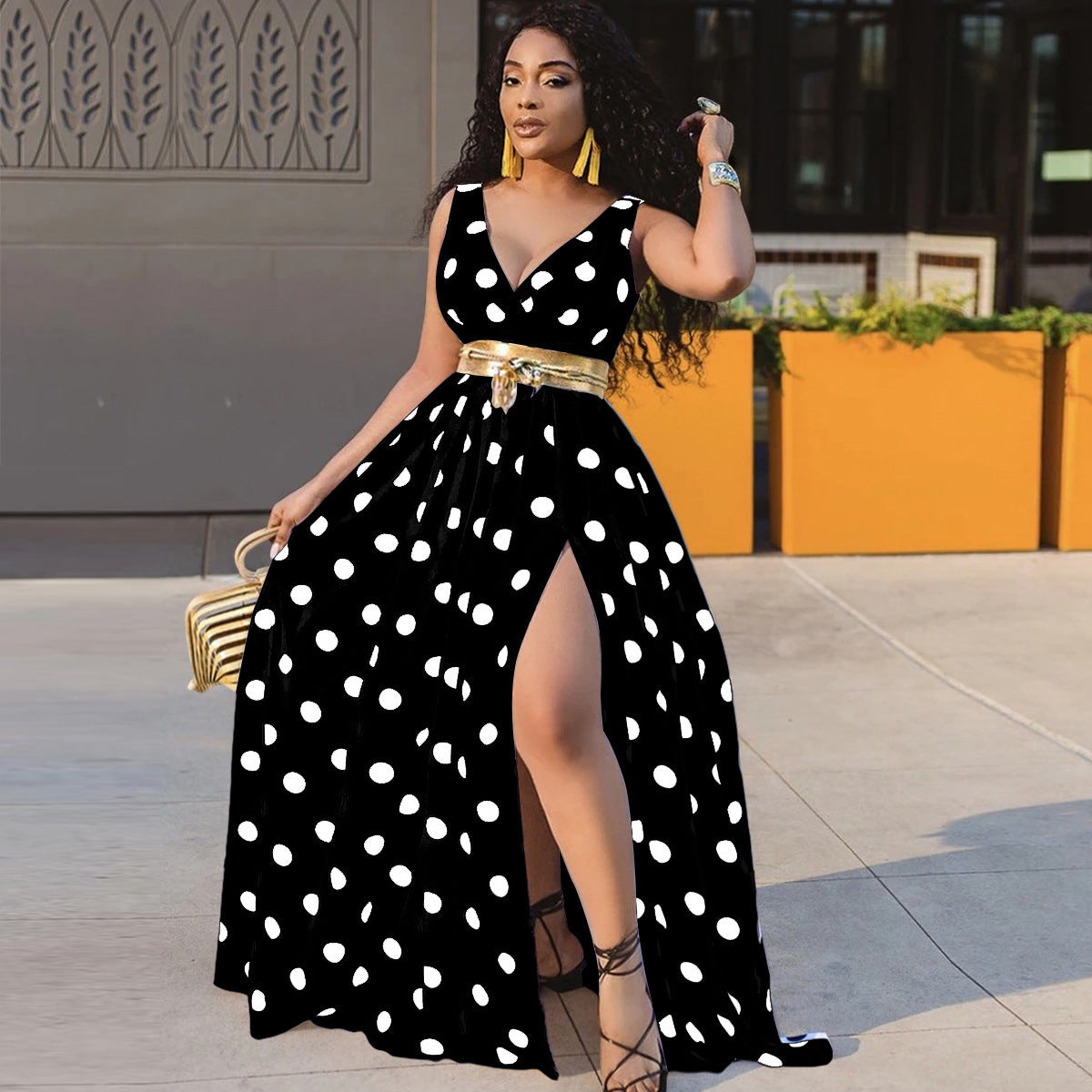 Women's Party V- Neck Side Slit Dress | GlamzLife