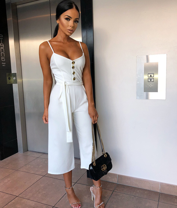 Women's Solid Color Halter Straps Jumpsuit | GlamzLife